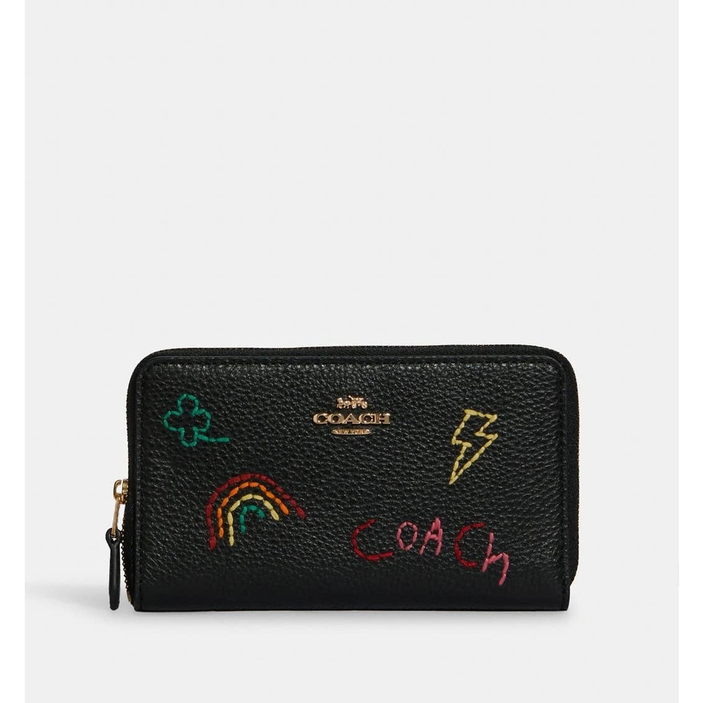 New 🎀 Coach Medium Id Zip Wallet With Diary Embroidery - Picture 6 of 6
